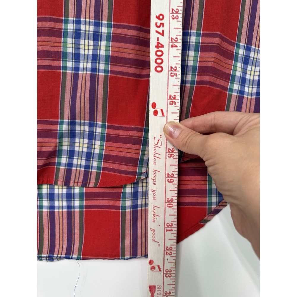 Vintage Fred Schwabach Shirt Mens XL Red Plaid Made USA Short Sleeve 0299 - Picture 5 of 8